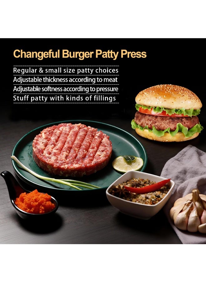 Burger Press Hamburger Patty Maker Slider Press Stuffed Burger Patty Press Regular Burger Patties Cookery Mold 3 in 1 Non Stick Kitchen Barbecue Tool - Image 2