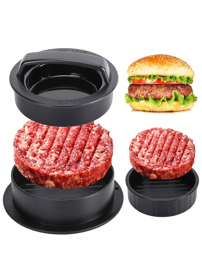 Burger Press Hamburger Patty Maker Slider Press Stuffed Burger Patty Press Regular Burger Patties Cookery Mold 3 in 1 Non Stick Kitchen Barbecue Tool - Image 1