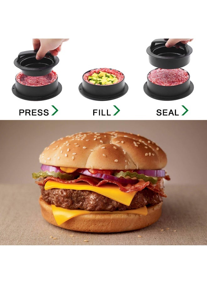 Burger Press Hamburger Patty Maker Slider Press Stuffed Burger Patty Press Regular Burger Patties Cookery Mold 3 in 1 Non Stick Kitchen Barbecue Tool - Image 5