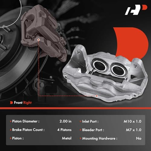 A-Premium Disc Brake Caliper Assembly Compatible with Select Toyota Models - Sequoia 2008-2015, Tundra 2007-2015 - Front Right Passenger Side - Image 2