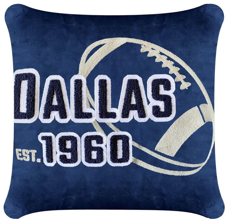 CLORURBANLIVE Dallas Full Embroidery Pillow Cover Outdoor Sports Decorative Pillow Covers for Home Bedroom Living Room Boys Room Decor Gift Pillowcase Square Cushion Covers - Navy 16X16 - Image 1