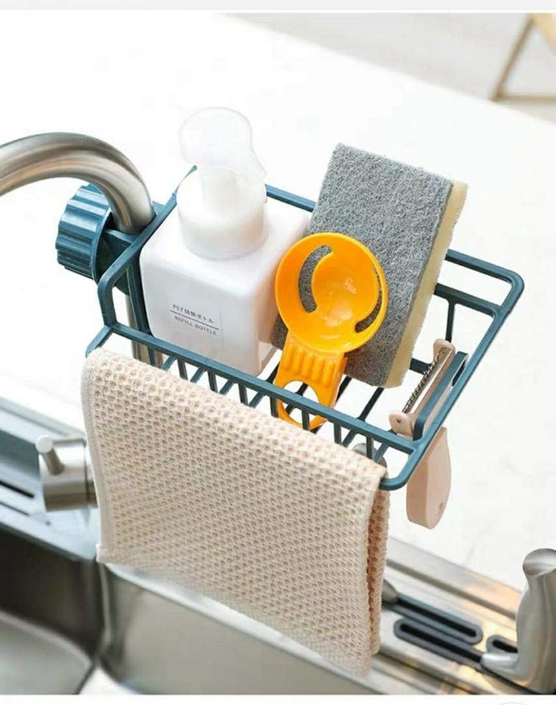 PATEL ENTERPRISE Plastic Kitchen Faucet Sink Sponge Hanging Tap Storage Holder Rack Bathroom Shelves - Image 4