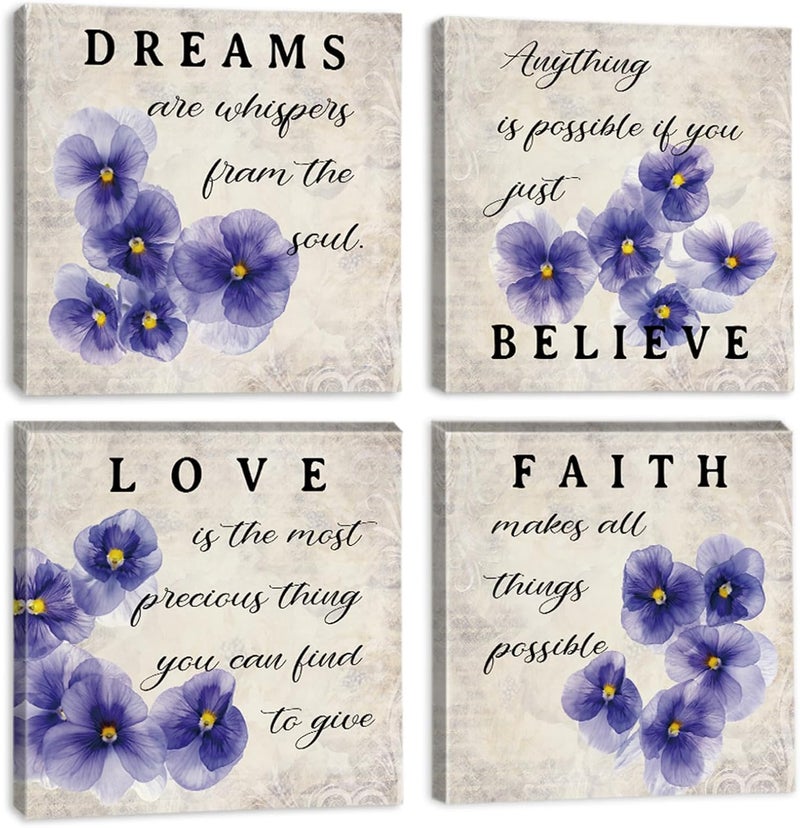 Sungeek 4-Piece Floral Canvas Wall Art - Image 1
