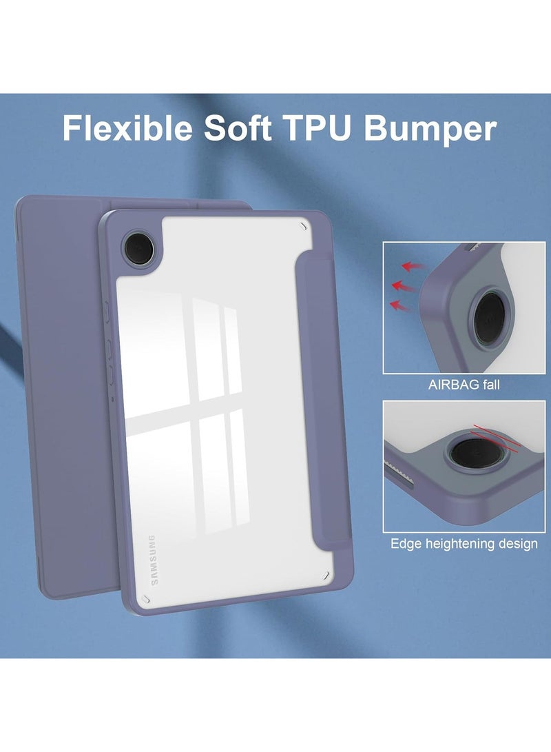 VKL Hybrid Slim Case with Pen Holder for Samsung Galaxy Tab A9 8.7 Inch 2023 Model (SM-X110/X115/X117) Clear Transparent Back Shell, Lavender Lavender - Image 3