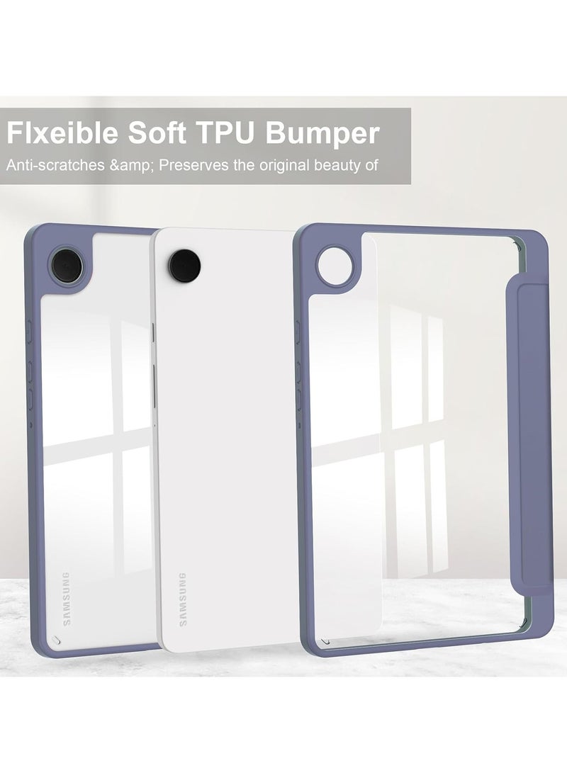 VKL Hybrid Slim Case with Pen Holder for Samsung Galaxy Tab A9 8.7 Inch 2023 Model (SM-X110/X115/X117) Clear Transparent Back Shell, Lavender Lavender - Image 5