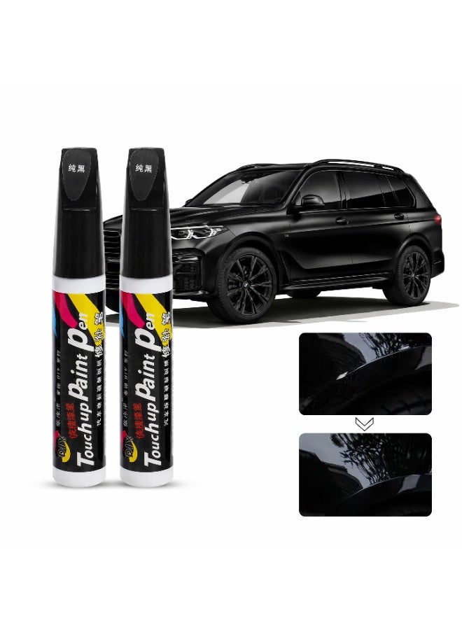 2 Pcs Touch Up Paint for Cars, Black Car Paint Scratch Repair Pen, Car Fill Paint Pen, Scratch Remover, Quick & Easy Solution to Repair Minor Automotive Scratches, 0.8 fl oz (Black) - Image 1