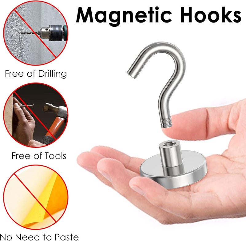 GREATMAG Magnetic Hooks Heavy Duty, 110 lbs Strong Hooks for Hanging, Magnet with Hook for Cruise, Grill, Fridge, Pack of 8 - Image 3