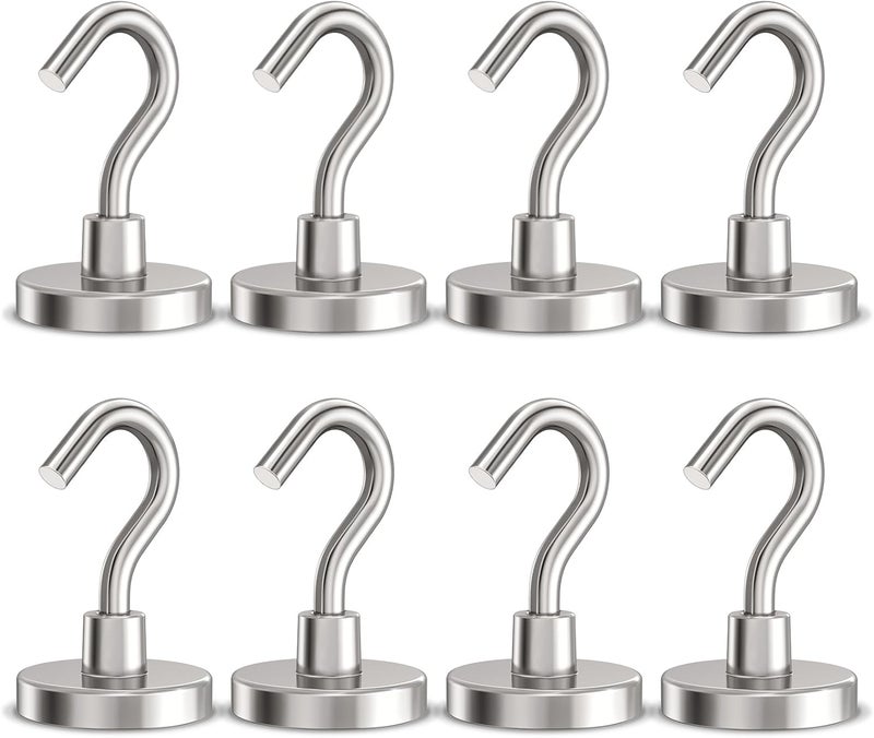 GREATMAG Magnetic Hooks Heavy Duty, 110 lbs Strong Hooks for Hanging, Magnet with Hook for Cruise, Grill, Fridge, Pack of 8 - Image 1
