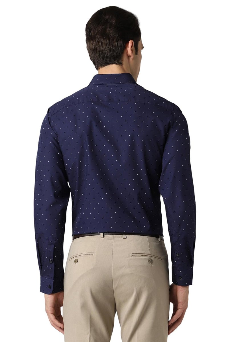 Peter England Men's Cotton Slim Fit Small Ditsy Printed Full Sleeve Shirt Navy, 42 - Image 3
