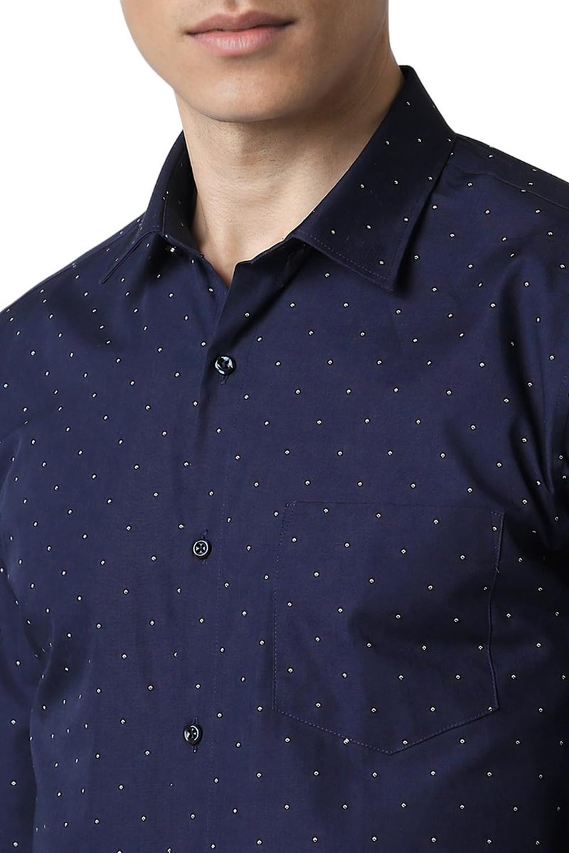 Peter England Men's Cotton Slim Fit Small Ditsy Printed Full Sleeve Shirt Navy, 42 - Image 5