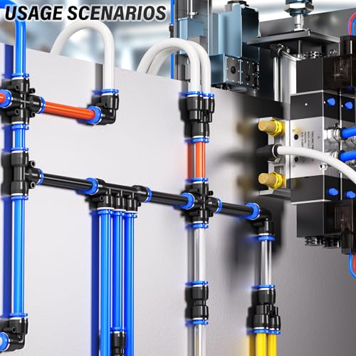 TAILONZ PNEUMATIC 1/4 Inch od Push to Connect Fittings Pneumatic Fittings Kit 20 Spliters+20 Elbows+20 tee+20 Straight (80 pcs) - Image 3