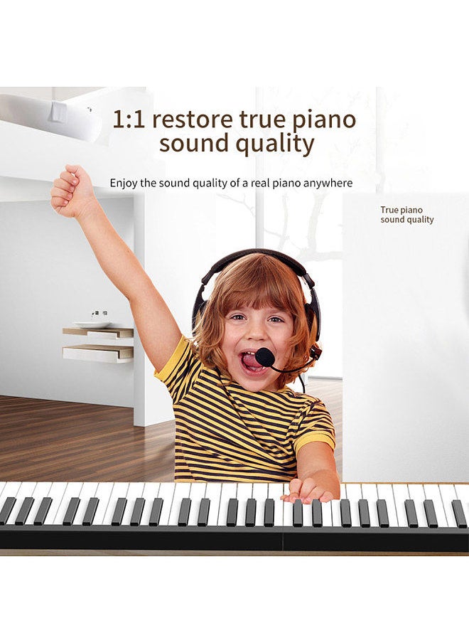 Generic - 88 Keys Keyboard Piano Portable Digital Piano with LCD Display Built-in Speakers Rechargeable Battery BT Connectivity - Image 1