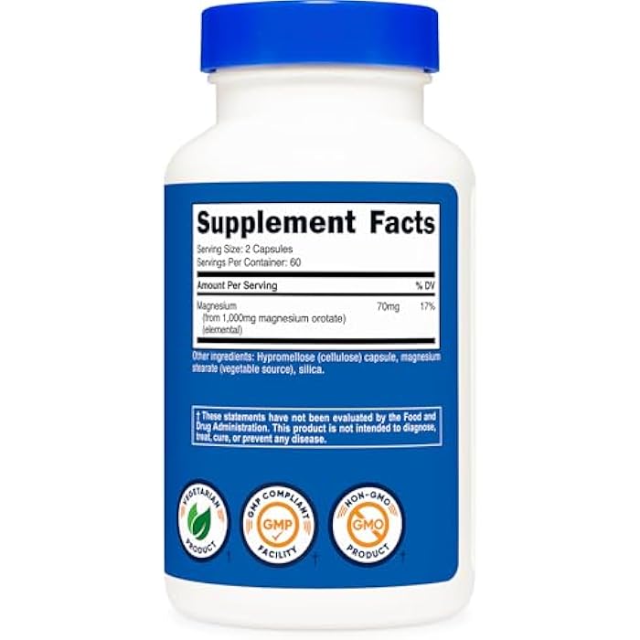 Nutricost Magnesium Orotate Capsules 1000mg, 120 Caps - 60 Servings, 500mg Per Capsule, Non-GMO, Gluten Free - Image 5