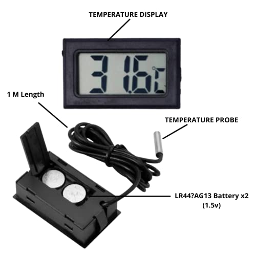 Dr. Care Fridge Aquarium Digital Thermometer with 1 Meter Sensor Cable for Fride and Aquirium (Black) - Image 3