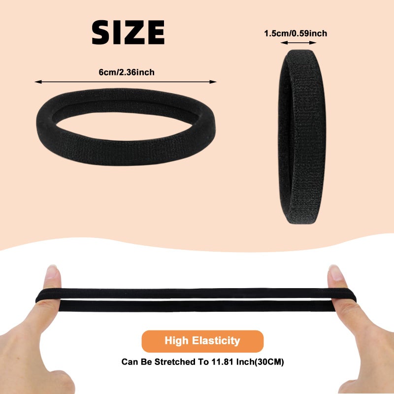 LuSeren 80pcs Black Thick Hair Ties for Women, 2.36 IN Large No Metal Ponytail Holders, Heavy Duty Elastic Hair Bands, Durable No Damage Hair Elastics for Thick & Curly Hair, Strong Hold - Image 3