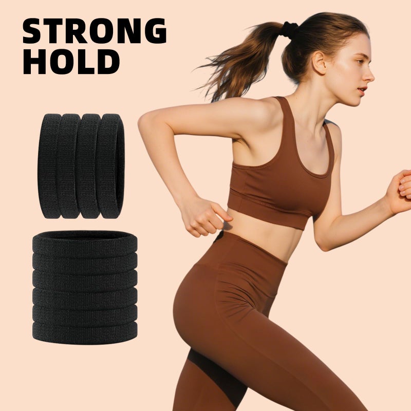 LuSeren 80pcs Black Thick Hair Ties for Women, 2.36 IN Large No Metal Ponytail Holders, Heavy Duty Elastic Hair Bands, Durable No Damage Hair Elastics for Thick & Curly Hair, Strong Hold - Image 4