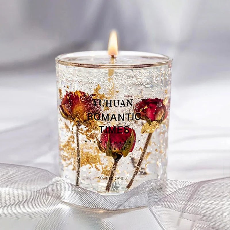 Y&D Valentine's Day Gift - Scented Jelly Candles with Dried Flowers & Essential Oils - Gel Wax Home Fragrance Candles - Image 5
