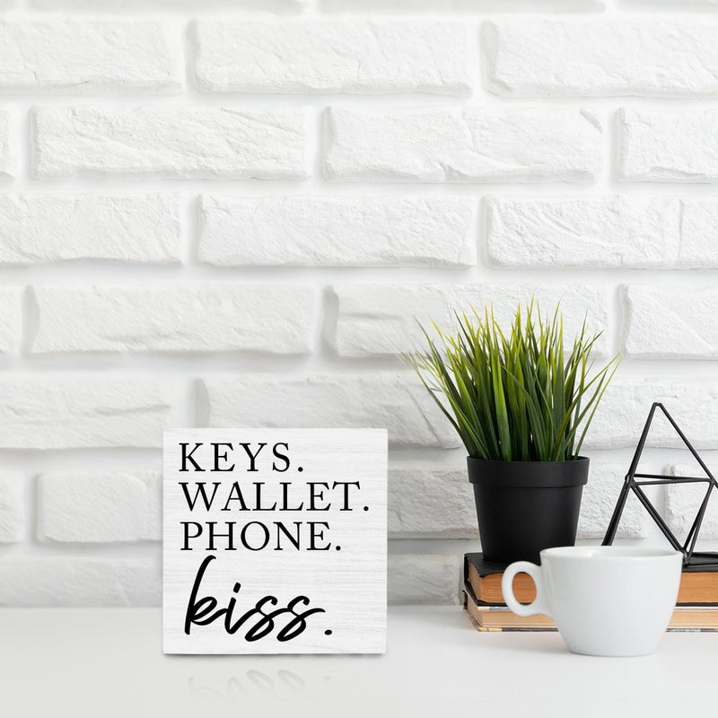 OFlich Wooden Entryway Table Decor - Box Sign for Keys, Wallet, Phone - Home Decor - Image 2
