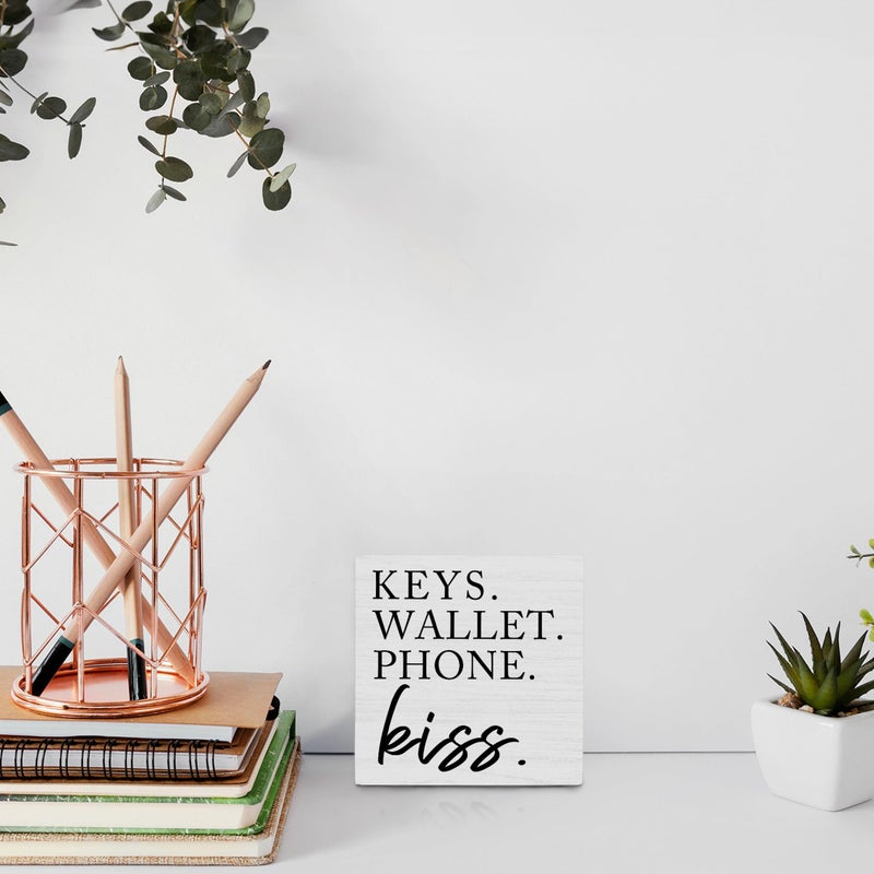 OFlich Wooden Entryway Table Decor - Box Sign for Keys, Wallet, Phone - Home Decor - Image 4