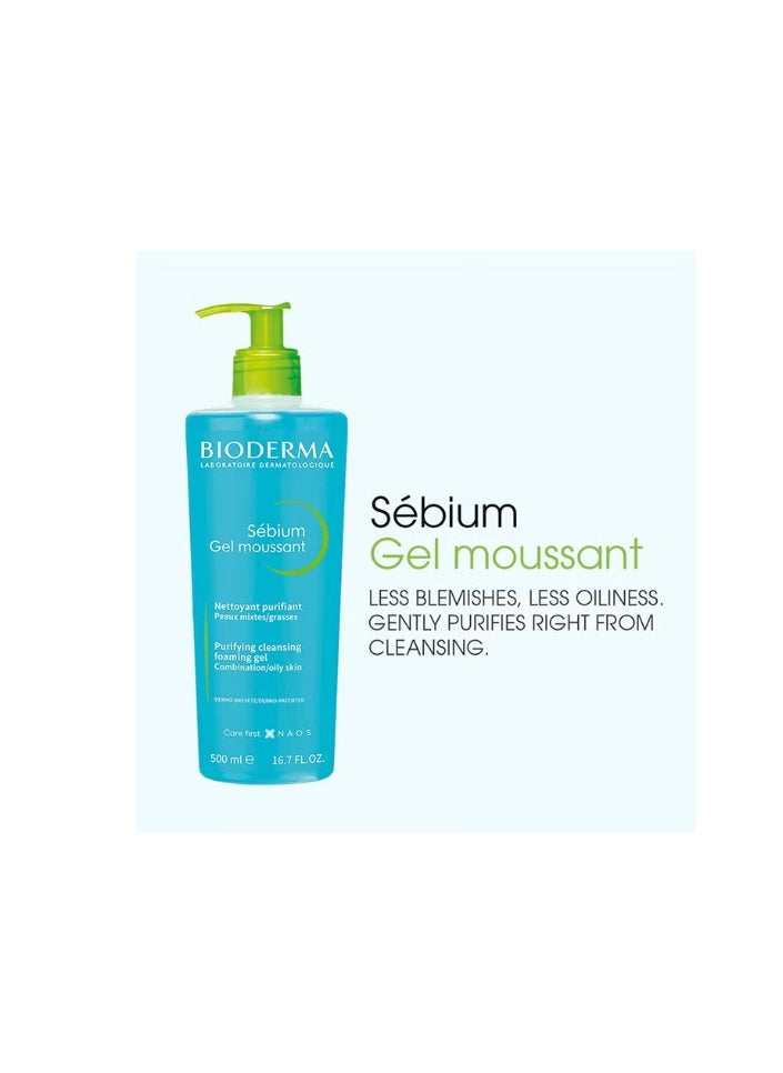 Bioderma Sebium Gel Moussant Purifying Foaming Blue 500ml  - Image 2
