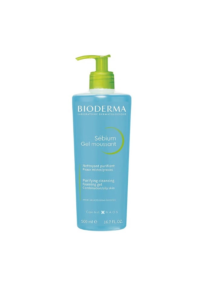 Bioderma Sebium Gel Moussant Purifying Foaming Blue 500ml  - Image 1