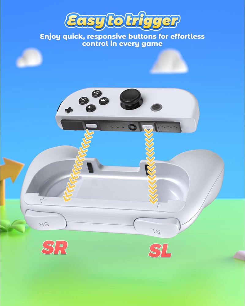 FYOUNG Hand Grips Compatible with Switch Controllers, Grip for Switch Joy Con - White (2 Packs) - Image 5