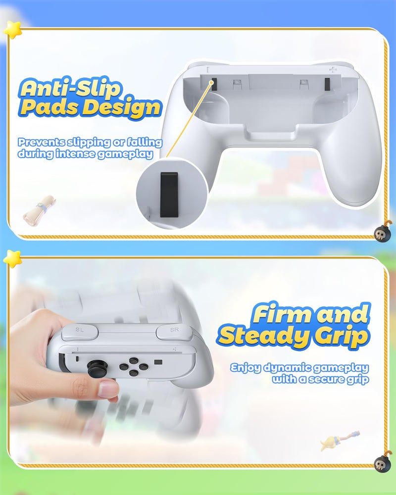 FYOUNG Hand Grips Compatible with Switch Controllers, Grip for Switch Joy Con - White (2 Packs) - Image 3