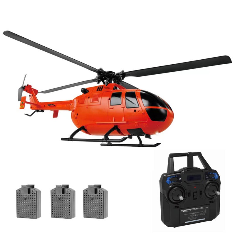 GoolRC C186 Remote Control Helicopter 4 CH Single Propeller Without Ailerons RC Helicopter with 6axis Gyro Stabilization Altitude Hold 3 Batteries Remote Control Airplane Toy for Adults Orange