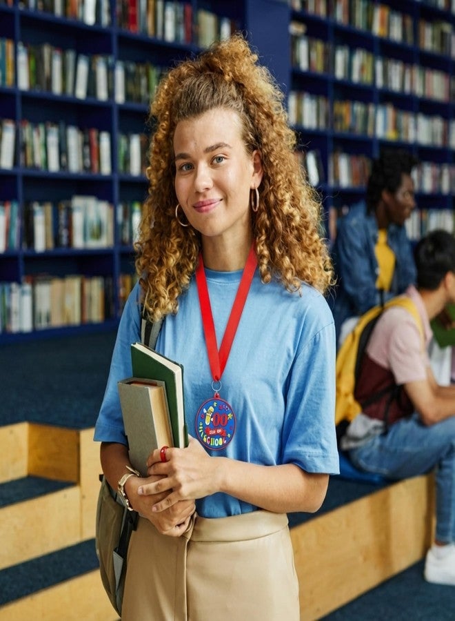 Poen مجموعة بوين من 24 ميدالية تذكارية بمناسبة مرور 100 يوم دراسي، مصنوعة من المطاط، مقاس 1.97 بوصة، مع شريط بطول 29.5 بوصة، مناسبة للأطفال، لوازم صفية، وحفلات ذات طابع خاص. - Image 5