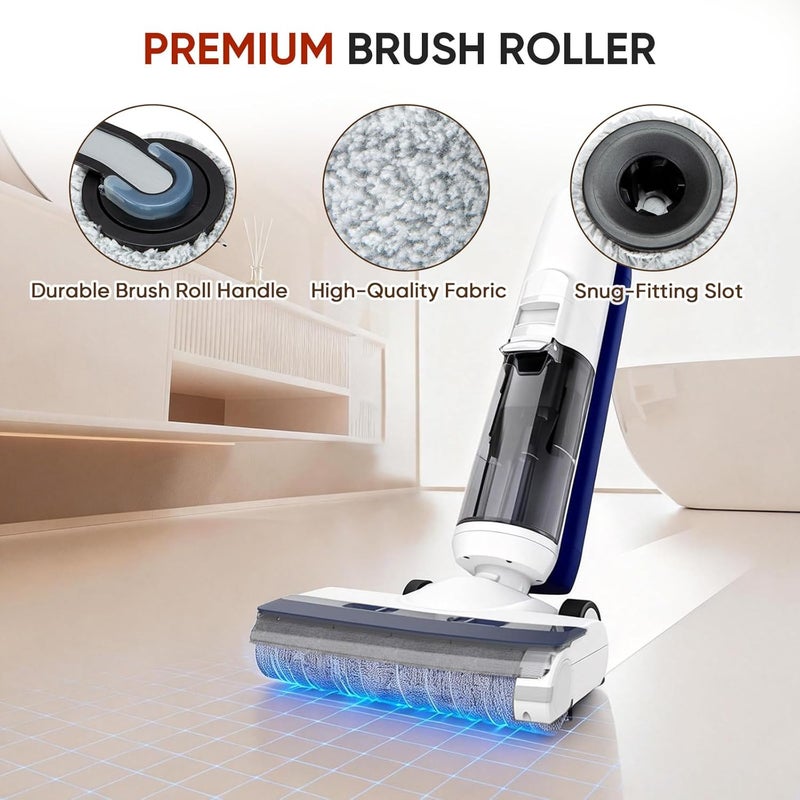 LBLVBNEWD بديل فرشاة الأسطوانة المتوافق مع مكنسة Tineco iFLOOR 5 Breeze/Floor ONE S5/Floor ONE S5 Pro للتنظيف الجاف والرطب، تشمل قطع الغيار 4 فرش أسطوانة و4 فلاتر و1 فرشاة تنظيف. - Image 3