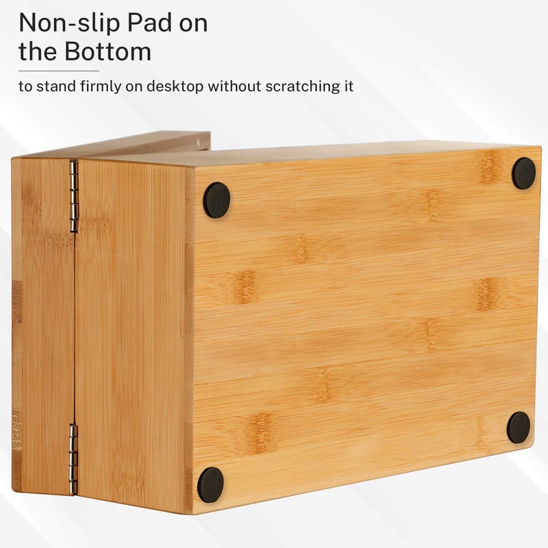 MaxGear Index Card Holder, 3 x 5 Inch Business Card Organizer for Desk with 4 Dividers, Bamboo Index Cards Box with A-Z Tabs Holds 600 Cards for Recipe Flash Storage - Image 4