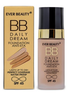 Everbeauty Daily Dream Ant-Eta Full Coverage BB Cream with SPF 45 Best Flawless Foundation Waterproof Long Lasting Ultra Stay Moisturizer Face Makeup Sunscreen 50ml - 01 IVORY