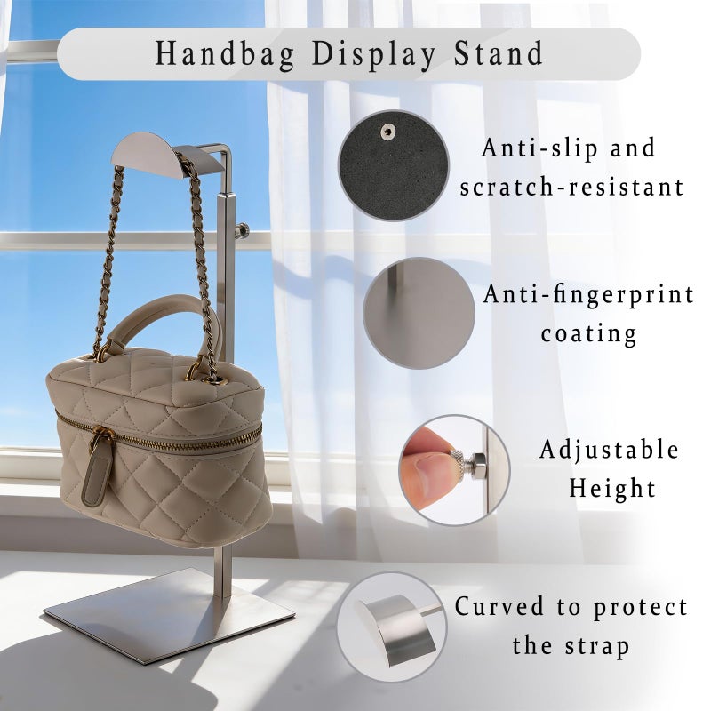 MCKECHSION Handbag Display Stand - Set of 3 Purse Display Stand Stainless Steel Jewelry Organizer Stand Table Hanging Hook Stands Adjustable Height for Home Store Boutique Counter - Image 3