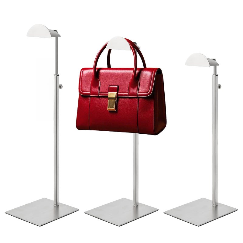 MCKECHSION Handbag Display Stand - Set of 3 Purse Display Stand Stainless Steel Jewelry Organizer Stand Table Hanging Hook Stands Adjustable Height for Home Store Boutique Counter - Image 1