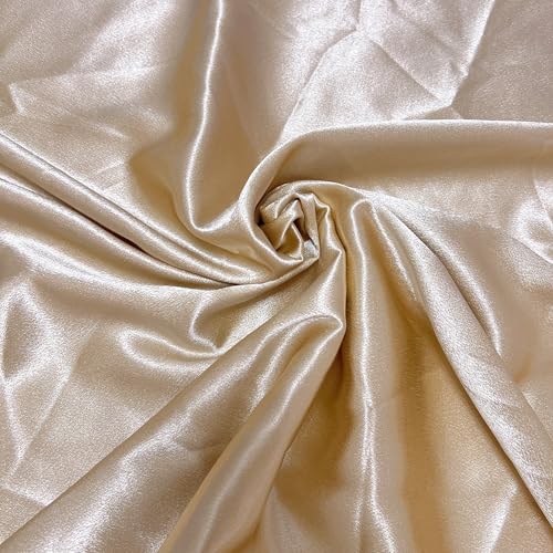 Hasoar Satin Fabric by The Yard, Satin Fabric Silky & Shiny SmoothCloth Fabric Bridal Satin Fabric for Wedding Dress DIY Making Supplies Quilting Patchwork Clothing Sewing (Beige, 1 Yard) - Image 1