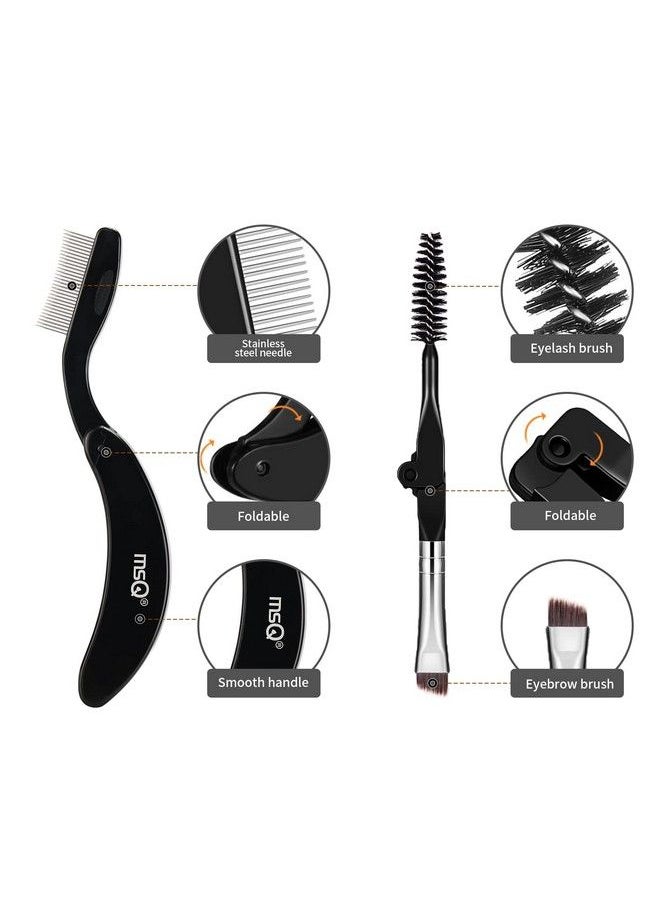 MSQ Eyebrow Brush And Comb Folding Eyelash Brush Eyelash Separator Eye Brow Comb & Spoolie Brush Professional Mascara Brushes Eye Makeup Tools Set 4Pcs  - Image 4