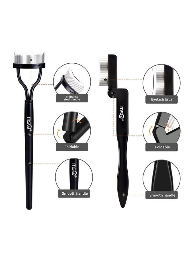 MSQ Eyebrow Brush And Comb Folding Eyelash Brush Eyelash Separator Eye Brow Comb & Spoolie Brush Professional Mascara Brushes Eye Makeup Tools Set 4Pcs  - Image 5
