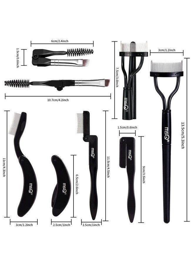 MSQ Eyebrow Brush And Comb Folding Eyelash Brush Eyelash Separator Eye Brow Comb & Spoolie Brush Professional Mascara Brushes Eye Makeup Tools Set 4Pcs  - Image 3