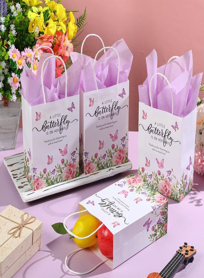 Engrowtic 50 Set Butterfly Baby Shower Party Gift Bags a Little Butterfly Is on Her Way Party Favors Purple Pink Floral Gift Bags with Handles for 50 Guests for Baby Shower Birthday Decorations - Image 4