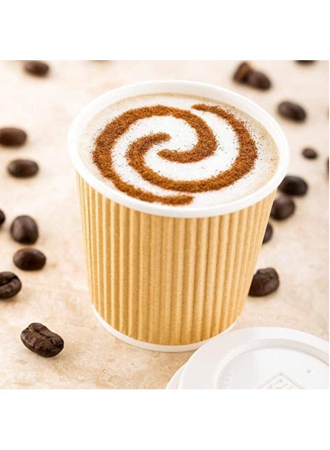 مارك [1000 كوب] فناجين قهوة معزولة باللون البني للاستعمال مرة واحدة سعة 4 أونصة | أكواب صديقة للبيئة للاستعمال مرة واحدة | أكواب ورقية مموجة للمشروبات الساخنة | كوب شاي - Image 5