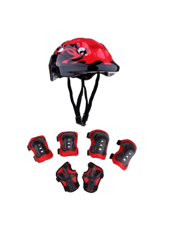 KCDMBUE Kids Protective Gear Set 7 Pcs, Adjustable Helmet with Knee Elbow Wrist Pads for Scooter, Skateboard, Bike, Roller Skating, Safety Gear for Ages 5-12 (Style 2)  - Image 1