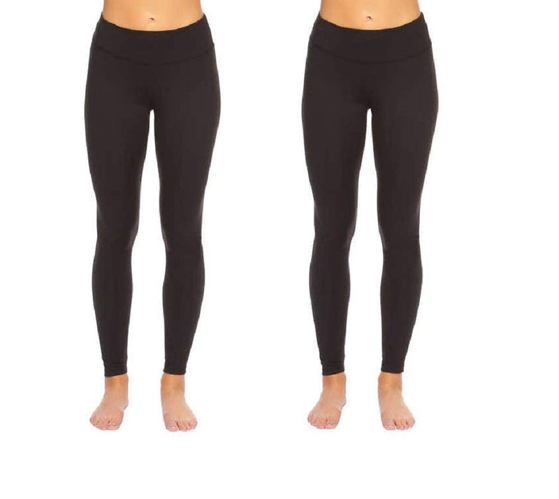 Felina Leggings Wide Waistband Suede Light Weight Super Soft Mid Rise Silhouette 2 Pack (2 Pack - Black, Large) - Image 1