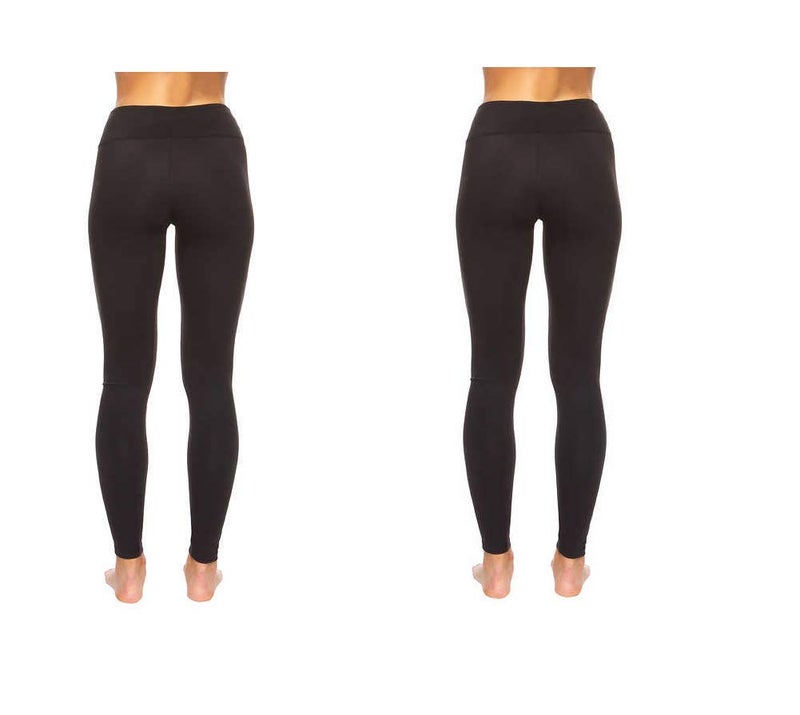 Felina Leggings Wide Waistband Suede Light Weight Super Soft Mid Rise Silhouette 2 Pack (2 Pack - Black, Large) - Image 3