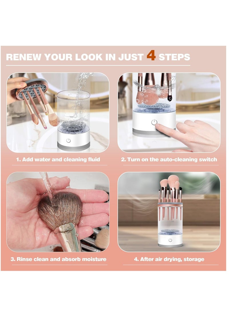Furtey Electric Makeup Brush Cleaner Makeup Brush Cleaner Machine with Brush Clean Mat Automatic Cosmetic Brush Cleaner for All Size Makeup Brushes - Image 4