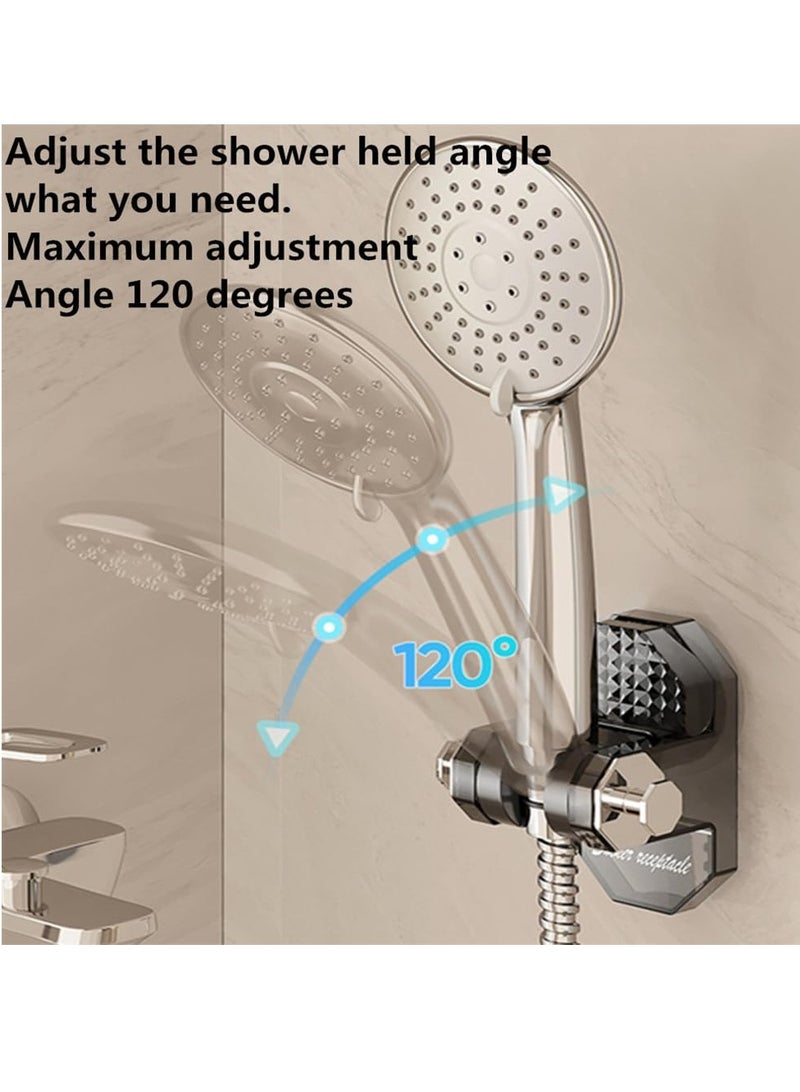 Excefore Shower Head Holder with 2 Hooks, Adjustable Height Handheld Suction Cup Shower Sprayer Holder Releases and Reposition Easily，Wall Mounted No Need to Drill Holes (Black)  - Image 5