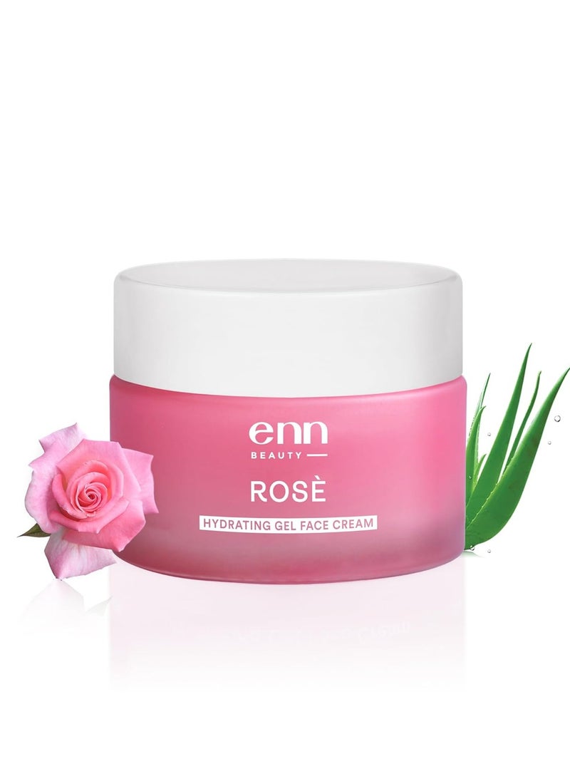 ENN - Enn Rose Ultra Light Hydrating Gel Face Cream Moisturizer for Soft and Glowing Skin with Rose Oil Aloe Vera Gel and Hyaluronic Acid Moisturizer for Daily Skin Brightening for All Skin Types 50gm - Image 1