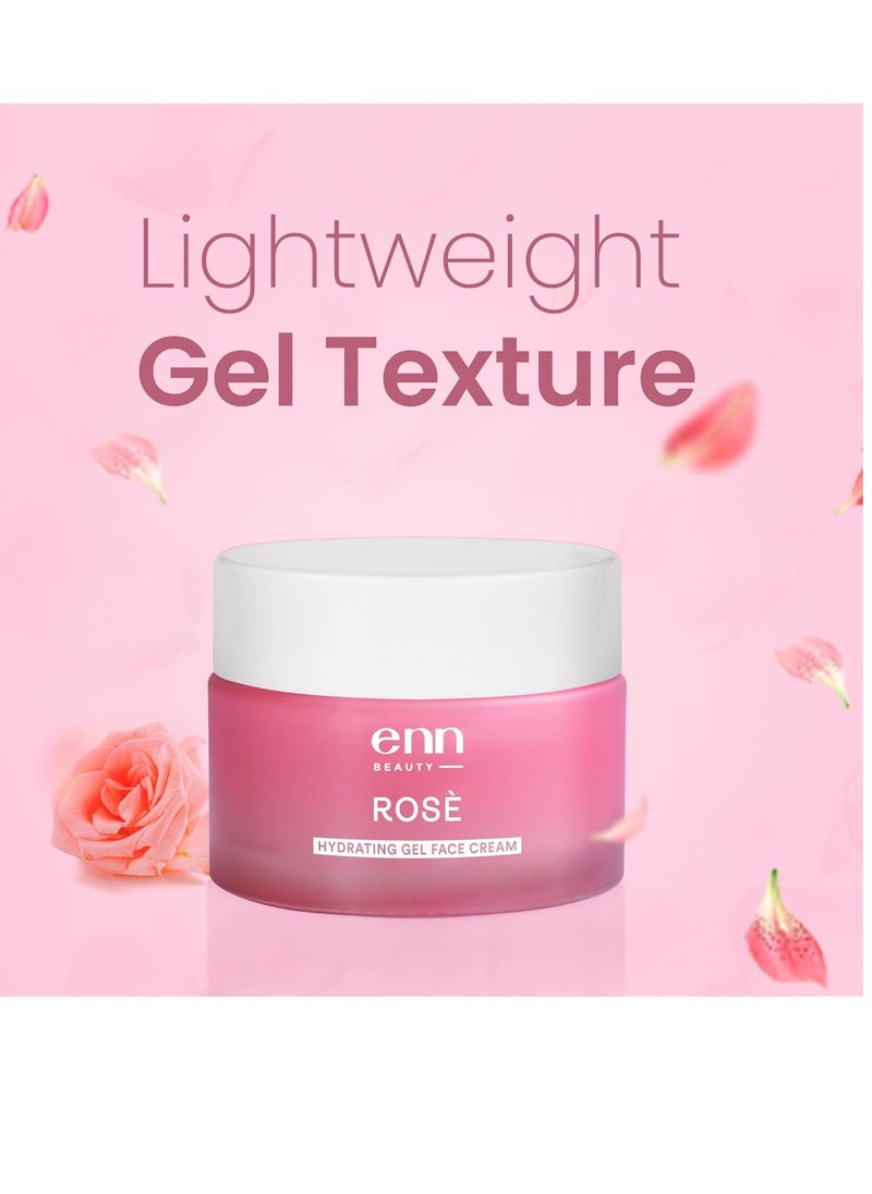 ENN - Enn Rose Ultra Light Hydrating Gel Face Cream Moisturizer for Soft and Glowing Skin with Rose Oil Aloe Vera Gel and Hyaluronic Acid Moisturizer for Daily Skin Brightening for All Skin Types 50gm - Image 1