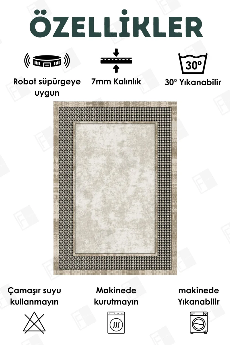 Faiend Washable Carpet Kitchen Non-Slip Dod Base Stain-Proof Home Carpet Bone
