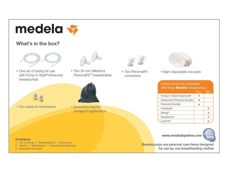 Medela Pump in Style Advanced Double Pumping Kit with Authentic Medela Spare Parts, Includes Breast Shields, Connectors, and Accessory Bag, Made Without BPA - Image 3
