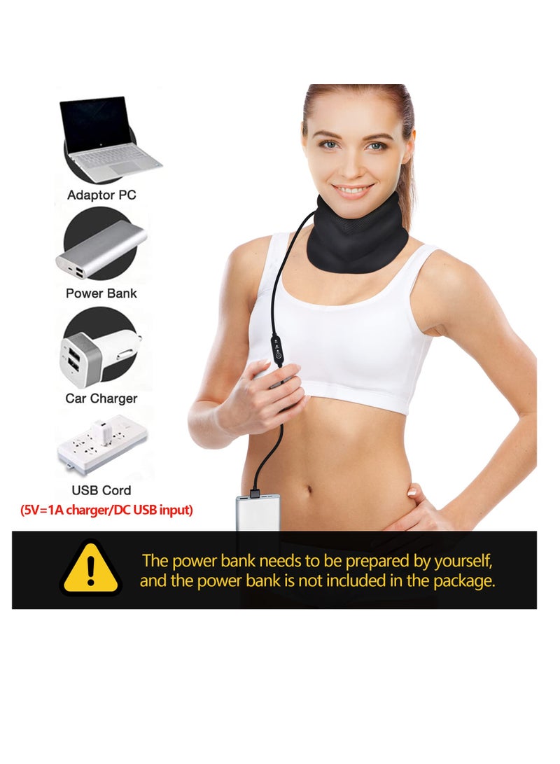 Heated Neck Brace, Neck Support Brace with Graphene Heating Pad for Pressure Relief, Adjustable Soft Foam Neck Cervical Collar for Women and Men (3.5" Depth Collar)